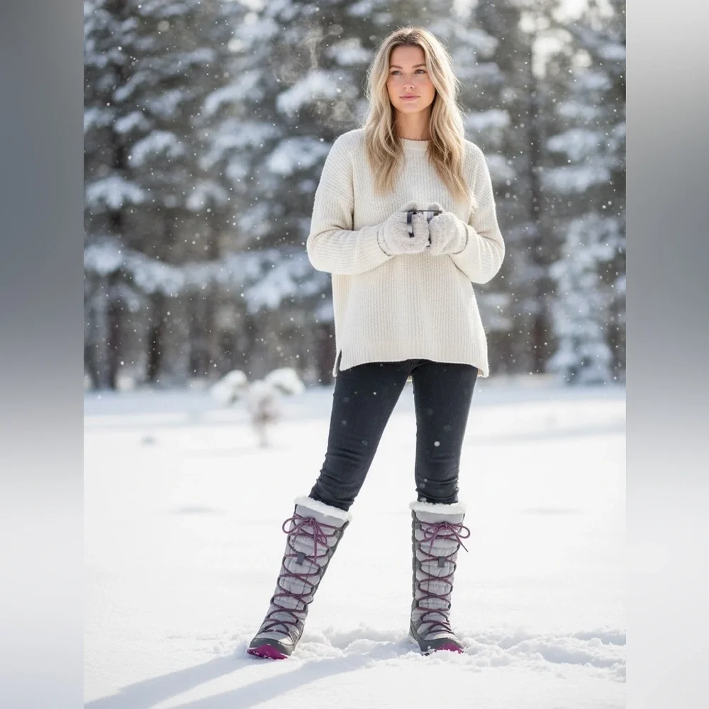 Sorel Whitney Tall Pink Gray Snow boot